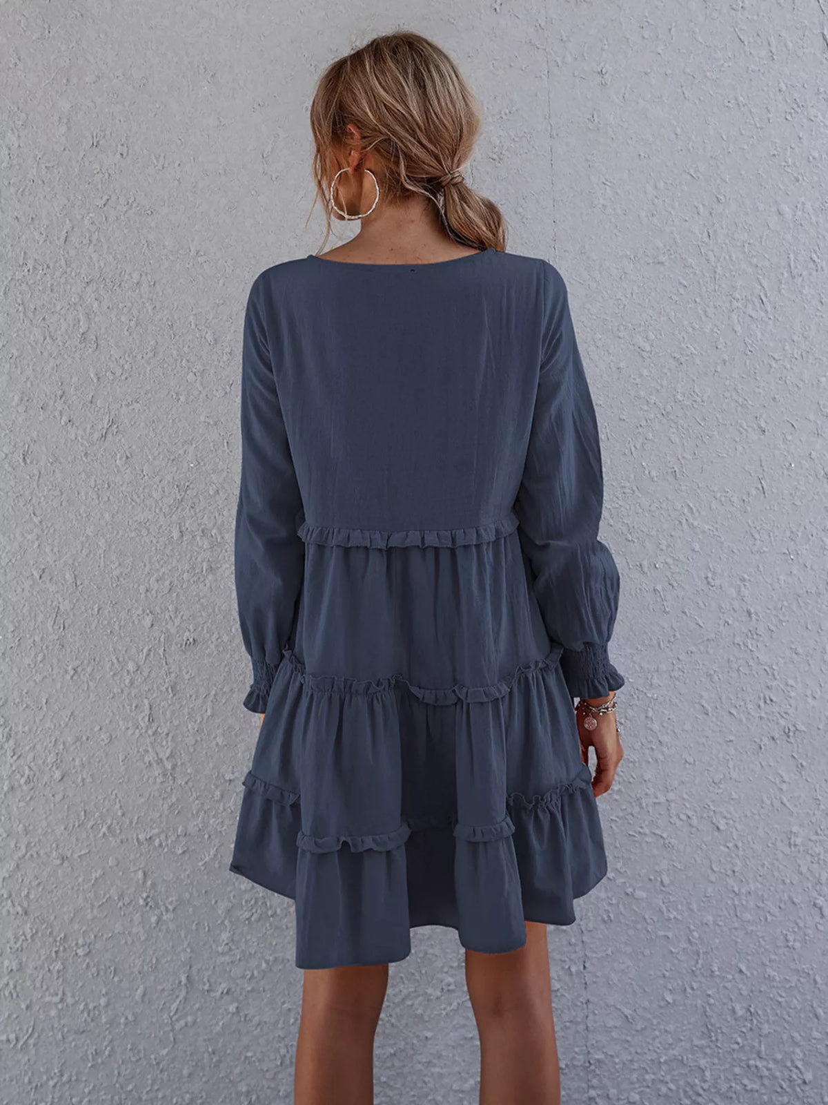 Ruffle Tiered Long Sleeve Mini Dress (12)