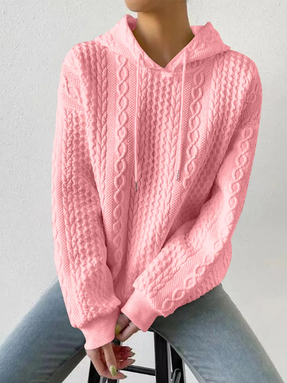 Drawstring Drop Shoulder Long Sleeve Hoodie (21)