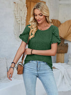 Frill Round Neck Petal Sleeve Blouse (20)
