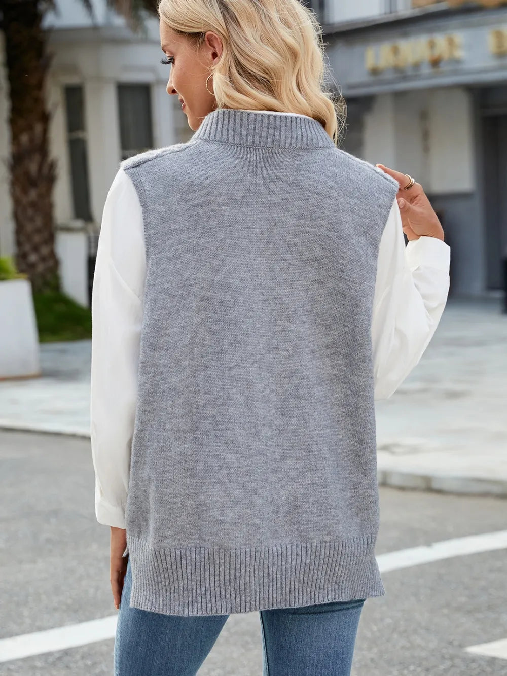 Cable Knit V-neck Sweater Vest (5)