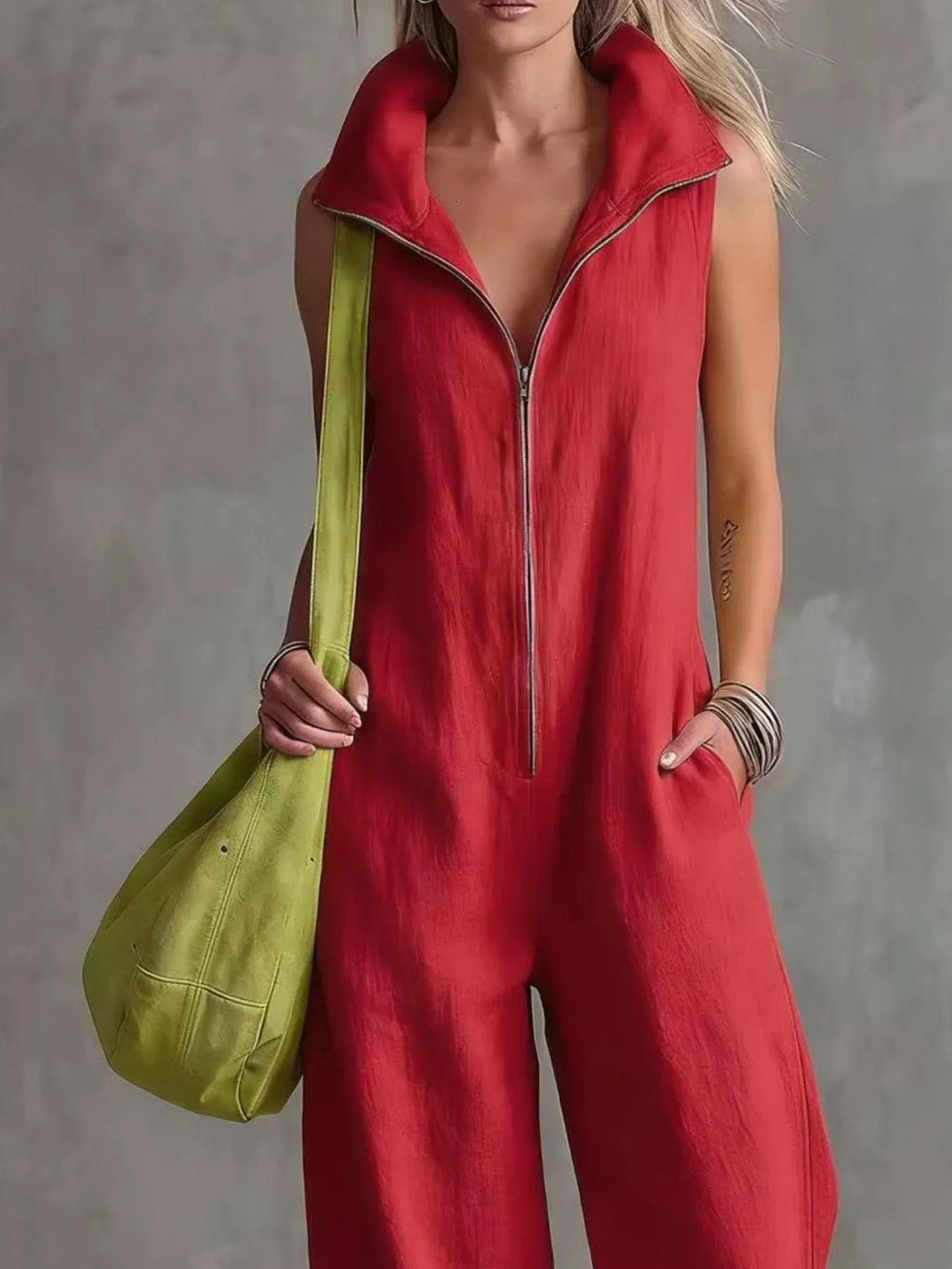 Full Size Zip Front Sleeveless Jumpsuit Plus (2)