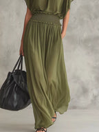 Chiffon Maxi Dress Smocked Waist (3)