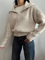 Zip Up Dropped Shoulder Cardigan (25)