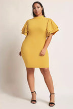 High-neck Ruffled Short-sleeved Dress photo 2