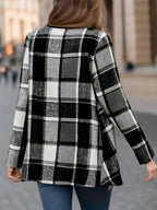 Plaid Open Front Long Sleeve Jacket (7)