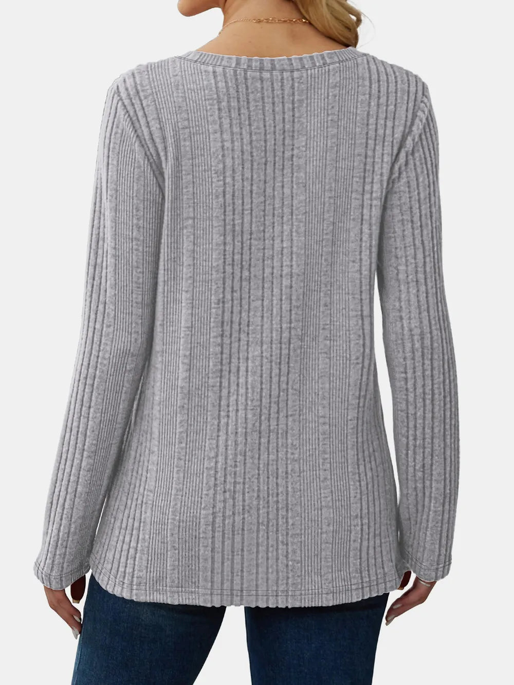 V-neck Long Sleeve T-shirt (9)