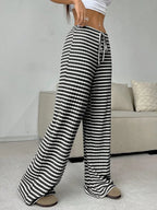 Striped Wide Leg Drawstring Pants (14)
