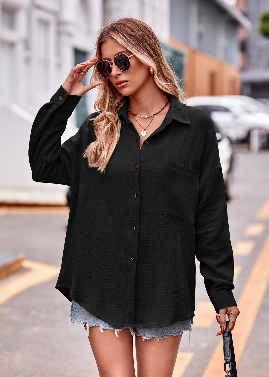Textured Dropped Shoulder Longline Shirt (9)
