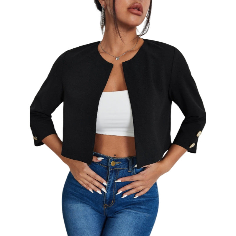 Solid Color Slit Bomber Jacket photo 10