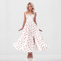 Low-collar Tie-waist High-waist Slit Printed Dress variant CJLY262137901AZ|CJLY262137902BY|CJLY262137903CX
