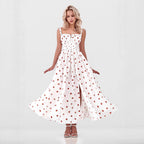 Low-collar Tie-waist High-waist Slit Printed Dress variant CJLY262137901AZ|CJLY262137902BY|CJLY262137903CX