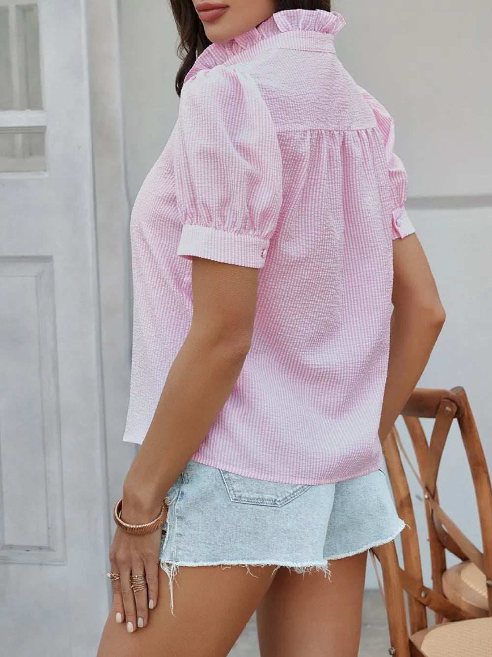 Button Down Striped Short Sleeve Shirt (5)