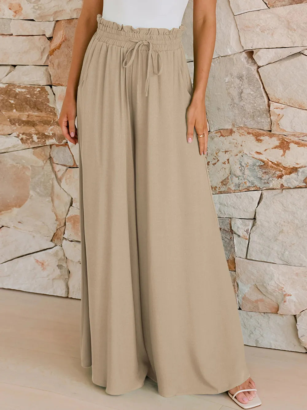 Drawstring Wide Leg Pants Pockets (8)