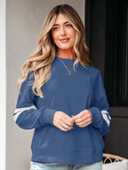 Stripe Round Neck Long Sleeve Sweatshirt (21)