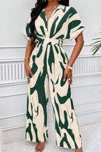 Printed V-neck Short Sleeve Wide Leg Jumpsuit (15)