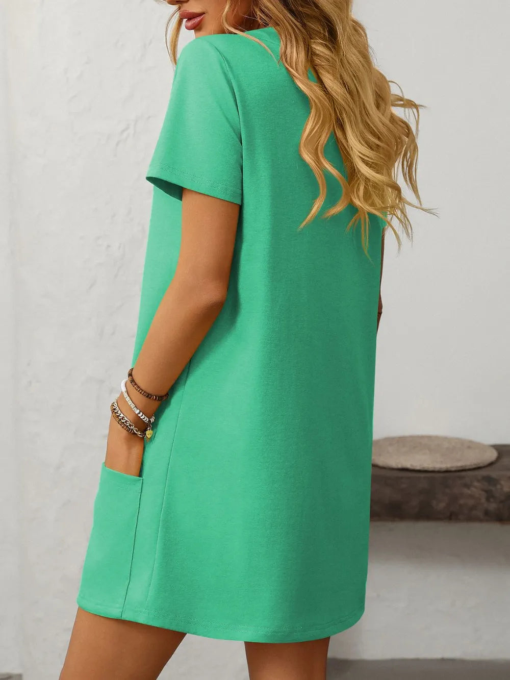 Square Neck Short Sleeve Mini Dress (26)