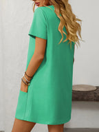 Square Neck Short Sleeve Mini Dress (26)