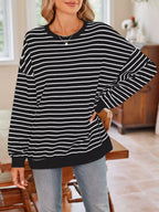 Oversized Striped Crewneck Sweatshirt (2)