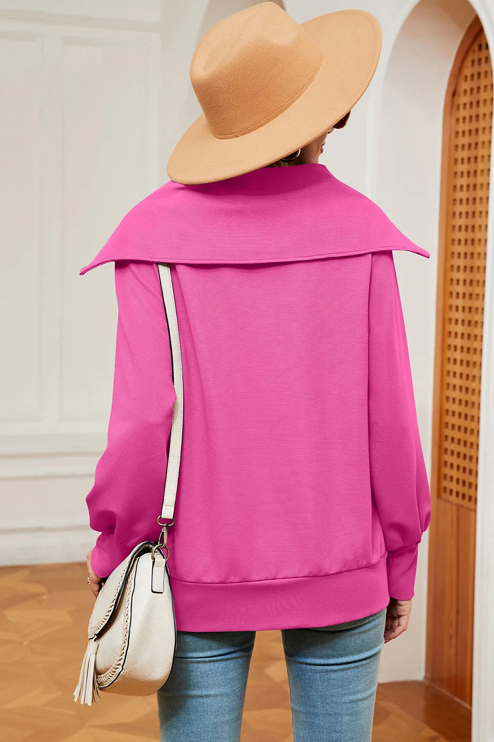 Half Zip Lantern Sleeve Sweatshirt (20)