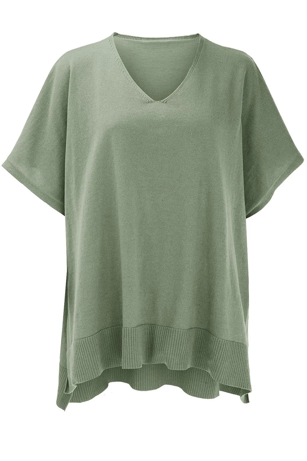 Slit V-neck Half Sleeve Knit Top (20)