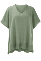 Slit V-neck Half Sleeve Knit Top (20)