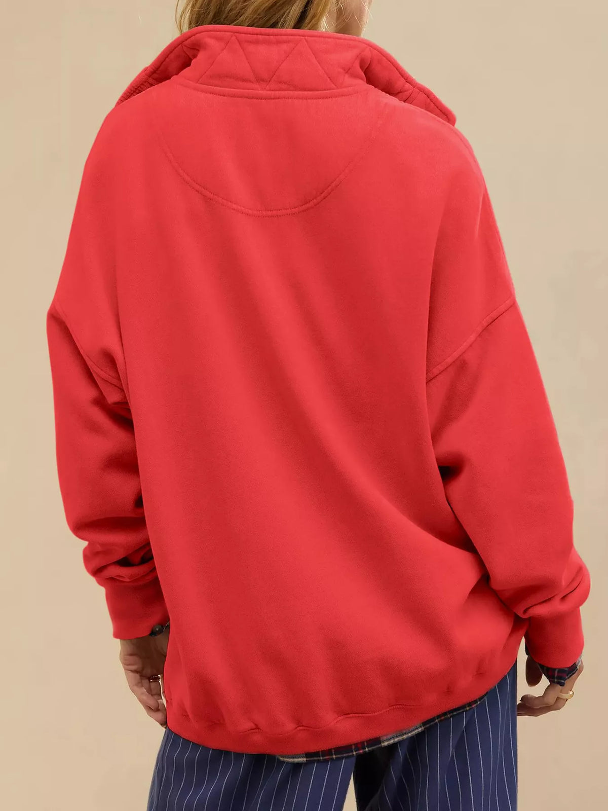 Half Snap Dropped Shoulder Sweatshirt (18)