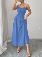 Smocked Spaghetti Strap Midi Dress (7)
