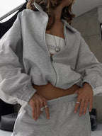 Contrast Side Stripe Zip Up Top Pants Set (14)