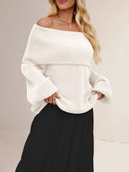Off-shoulder Long Sleeve Sweater (10)