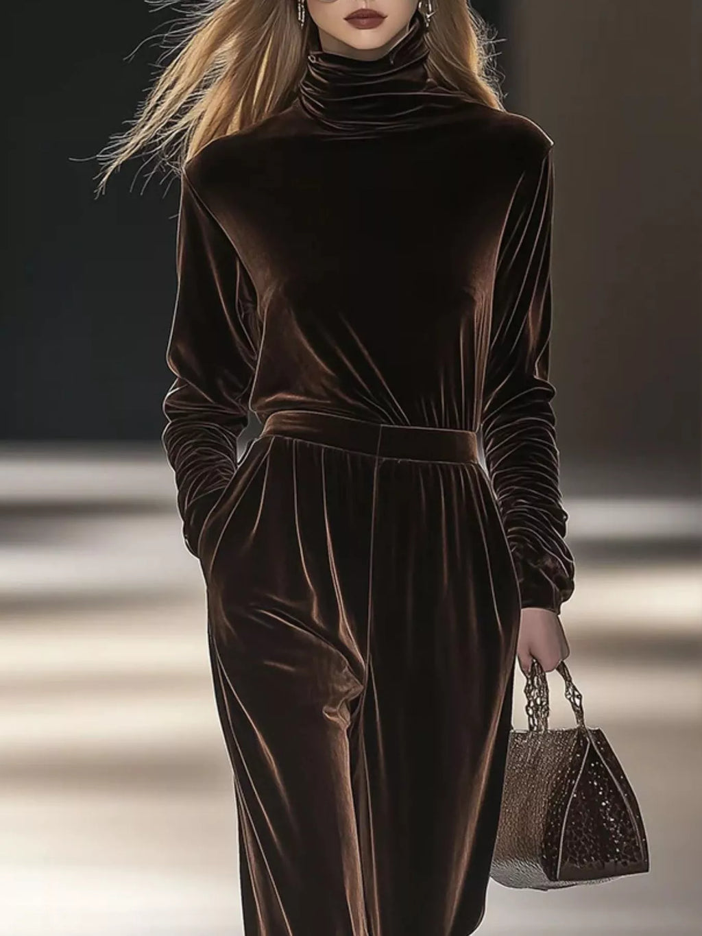 Velvet Long Sleeve Wide-leg Set (2)