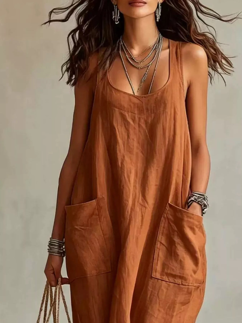 Scoop Neck Sleeveless Maxi Dress Pockets (9)