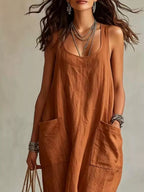 Scoop Neck Sleeveless Maxi Dress Pockets (9)