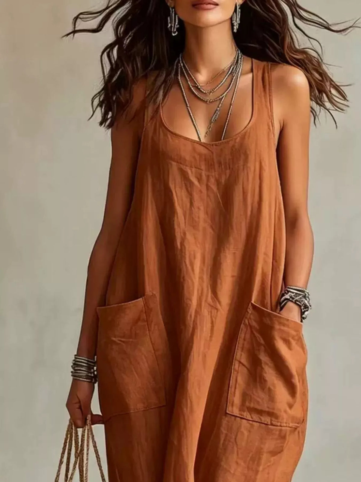 Scoop Neck Sleeveless Maxi Dress Pockets (9)