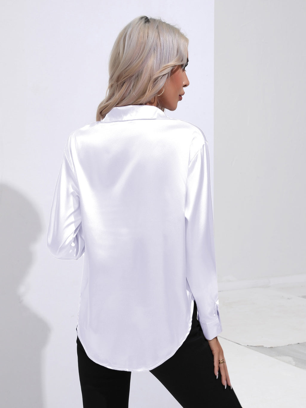 Collared Neck Buttoned Long Sleeve Shirt (18)