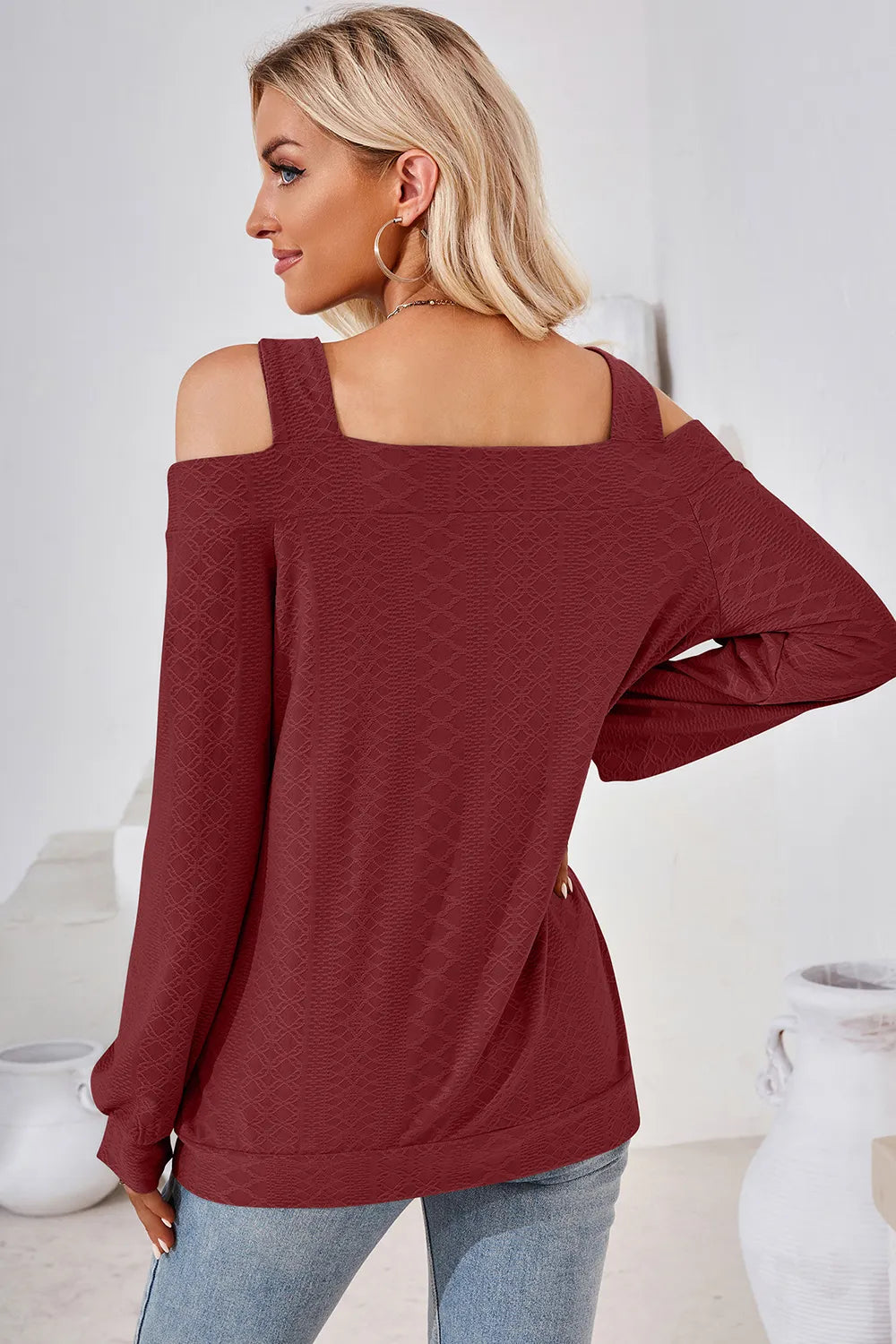 Cutout Square Neck Cold Shoulder T-shirt (16)