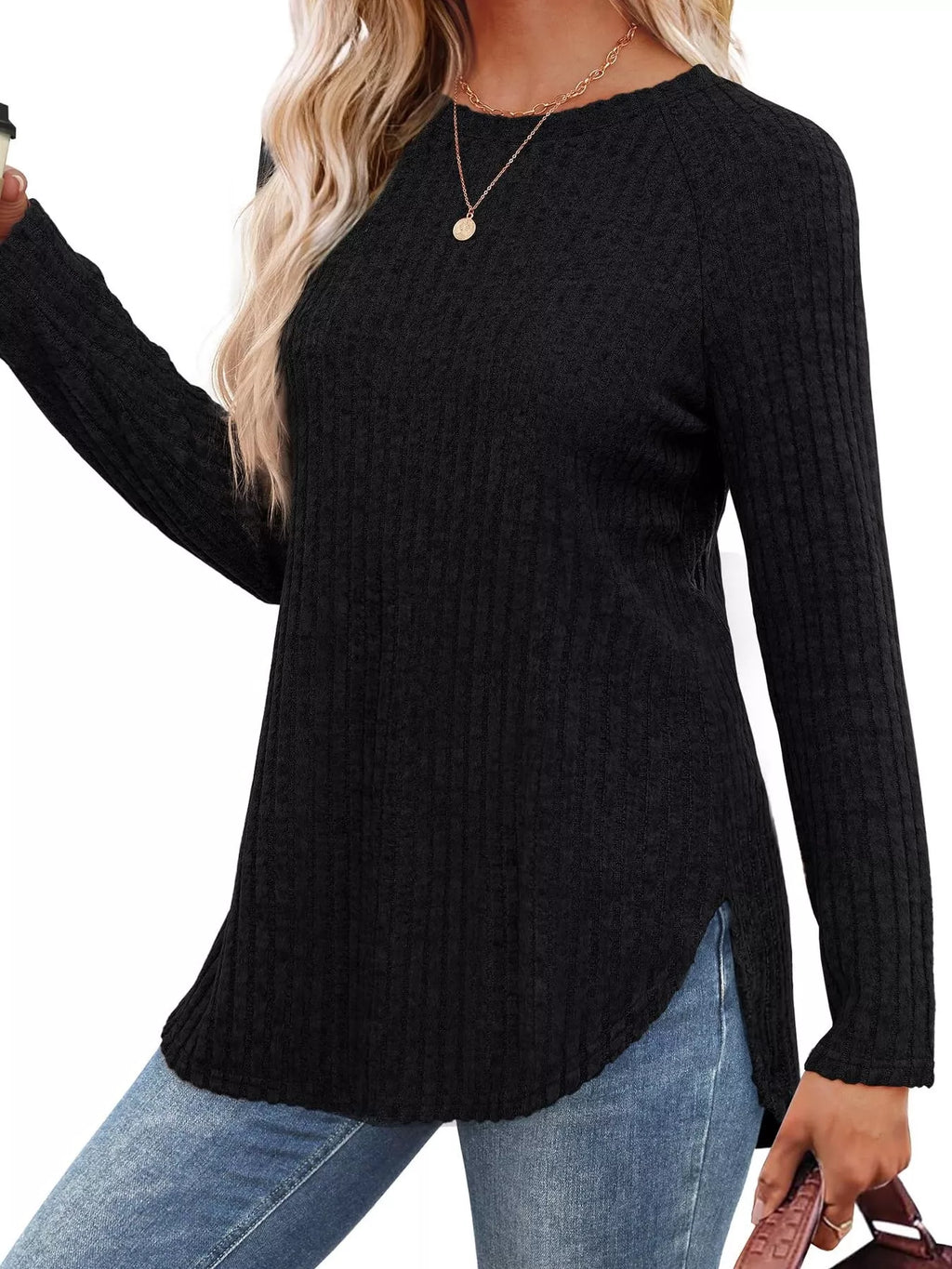 Ribbed Knit Long Sleeve T-shirt (8)