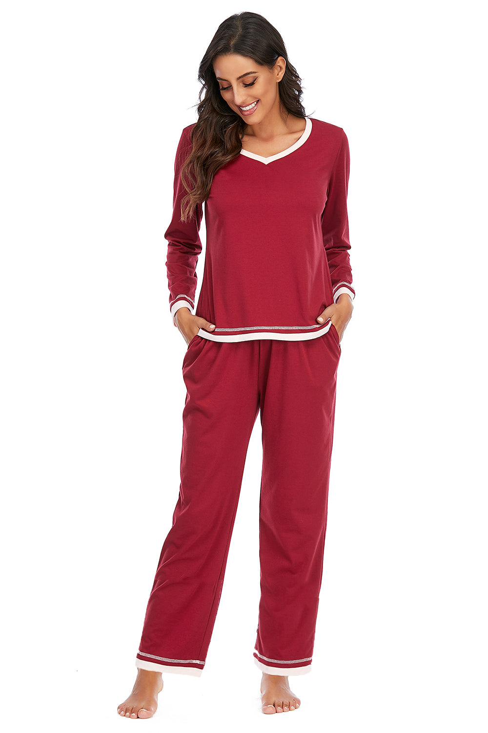 V-neck Top Pants Lounge Set (5)