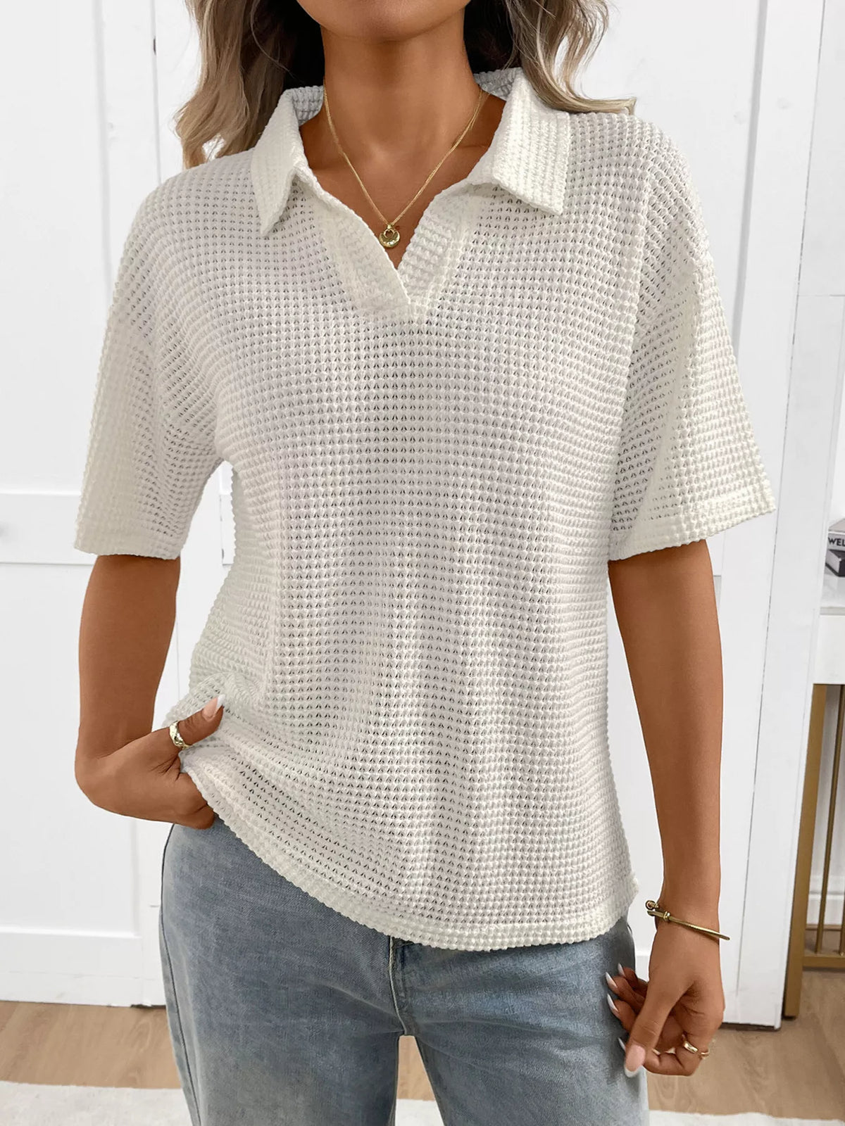 Striped Knit Short Sleeve Top (18)