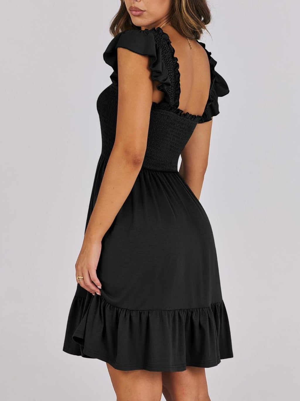 Smocked Ruffle Hem Mini Dress (9)