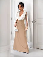 Floral Applique Two Tone Maxi Dress (14)