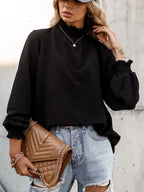 Smocked Frill Mock Neck Long Sleeve Blouse (6)