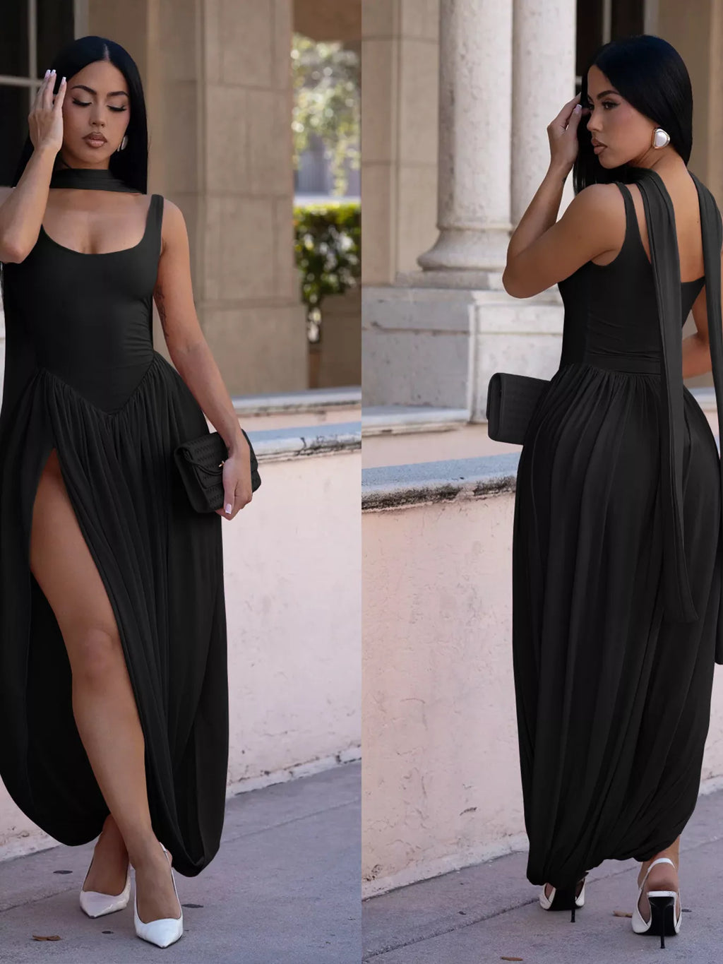 Scoop Neck Slit Maxi Dress (9)