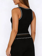 Scoop Neck Tank Top Drawstring Pants Set (7)