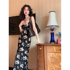 Printed Suspender Fishtail Midi Dress photo 1