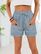 Casual Drawstring Elastic Waist Shorts (26)