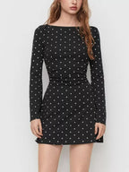 Polka Dot Flare Sleeve Mini Dress (4)