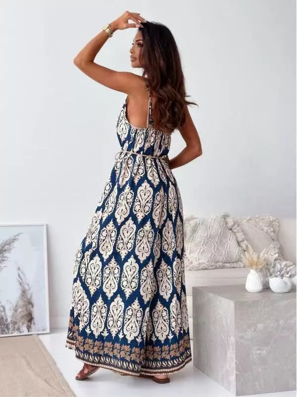 Printed Spaghetti Strap Wide-leg Jumpsuit (15)