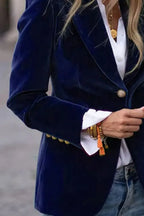 One Button Lapel Collar Long Sleeve Blazer (9)