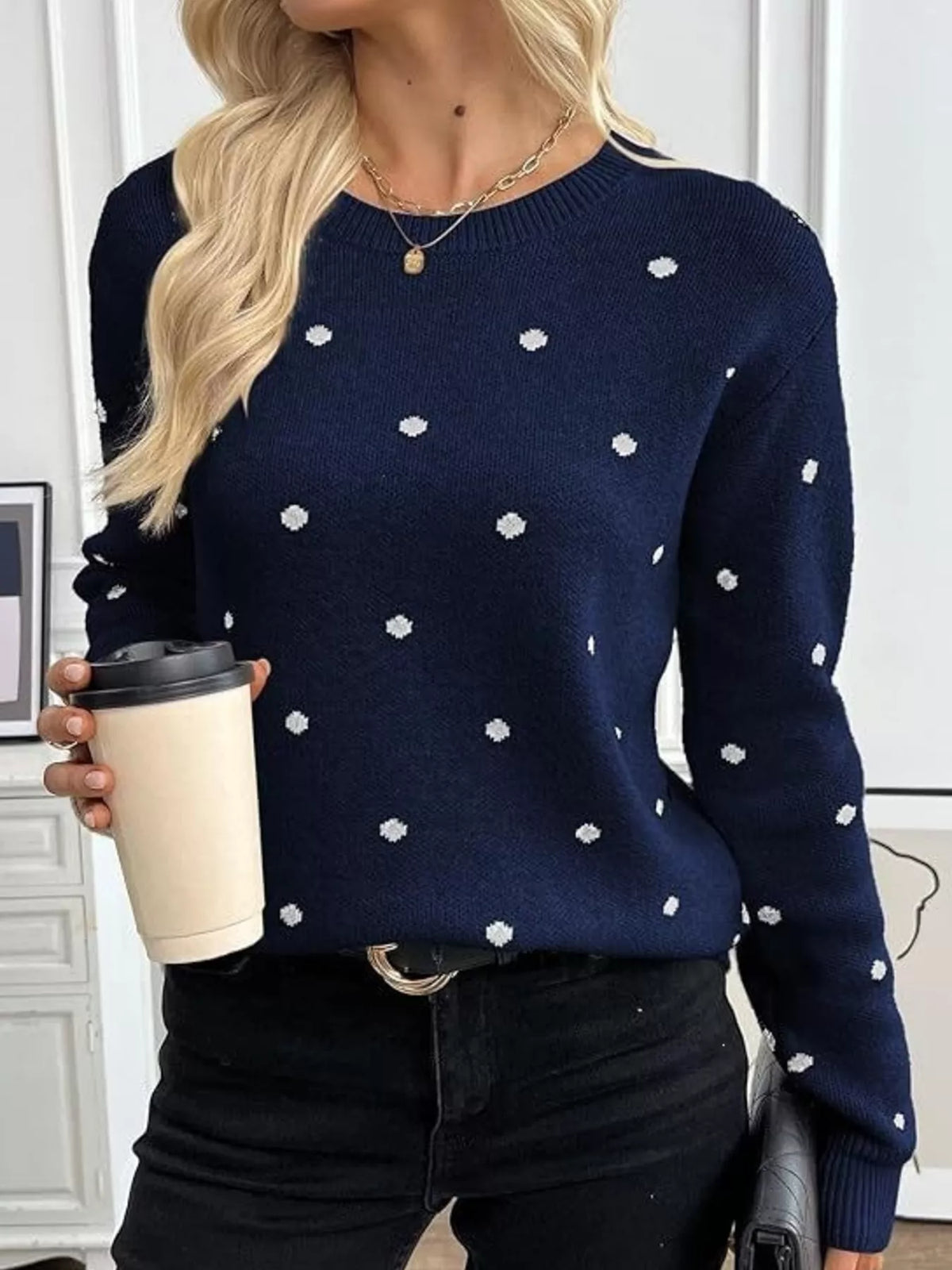 Polka Dot Crew Neck Sweater (12)