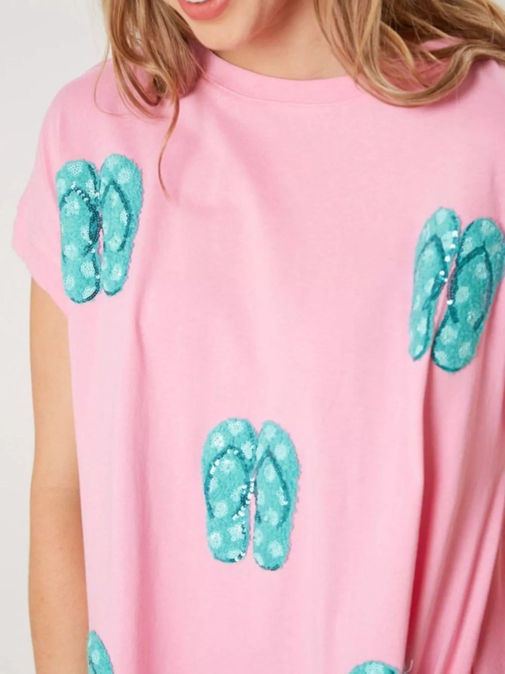 Sequin Short Sleeve Summer Tee Dress (2)